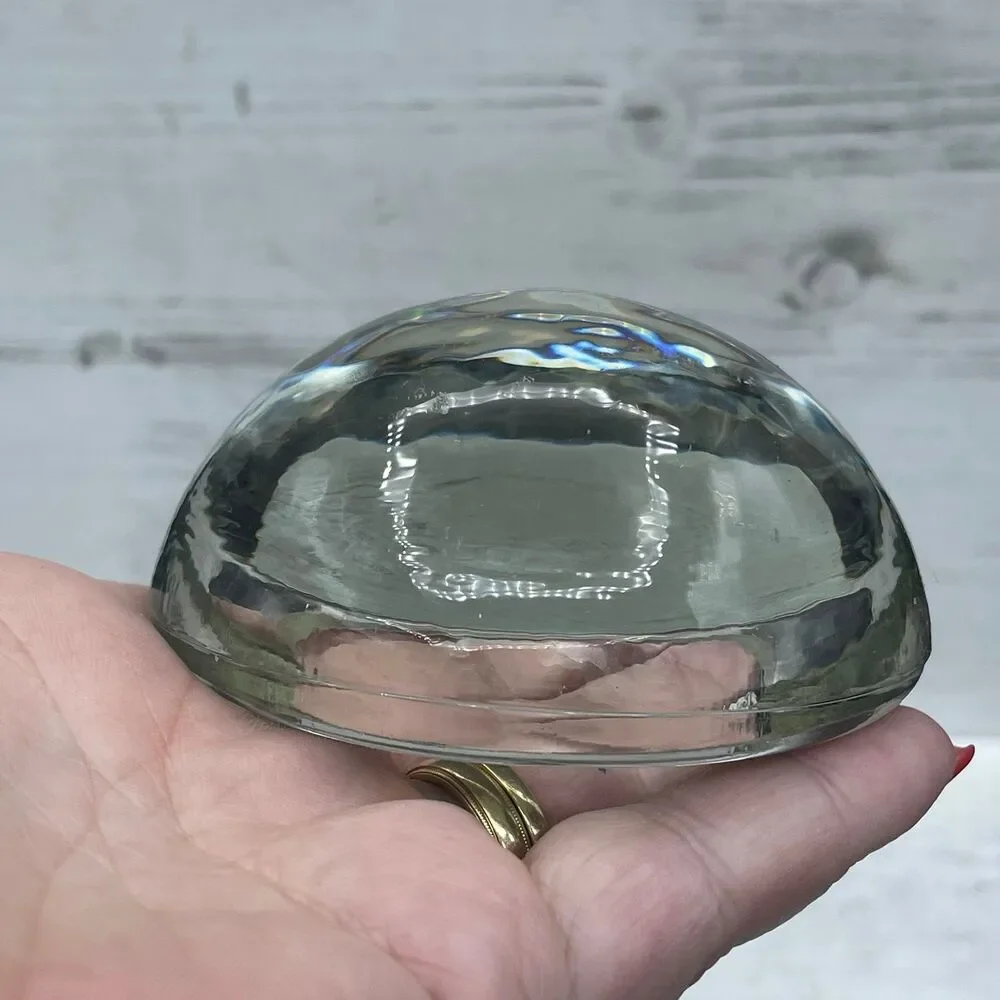 Vintage Clear Glass Round Dome Magnifying Glass Paperweight Desk Hemisphere 3